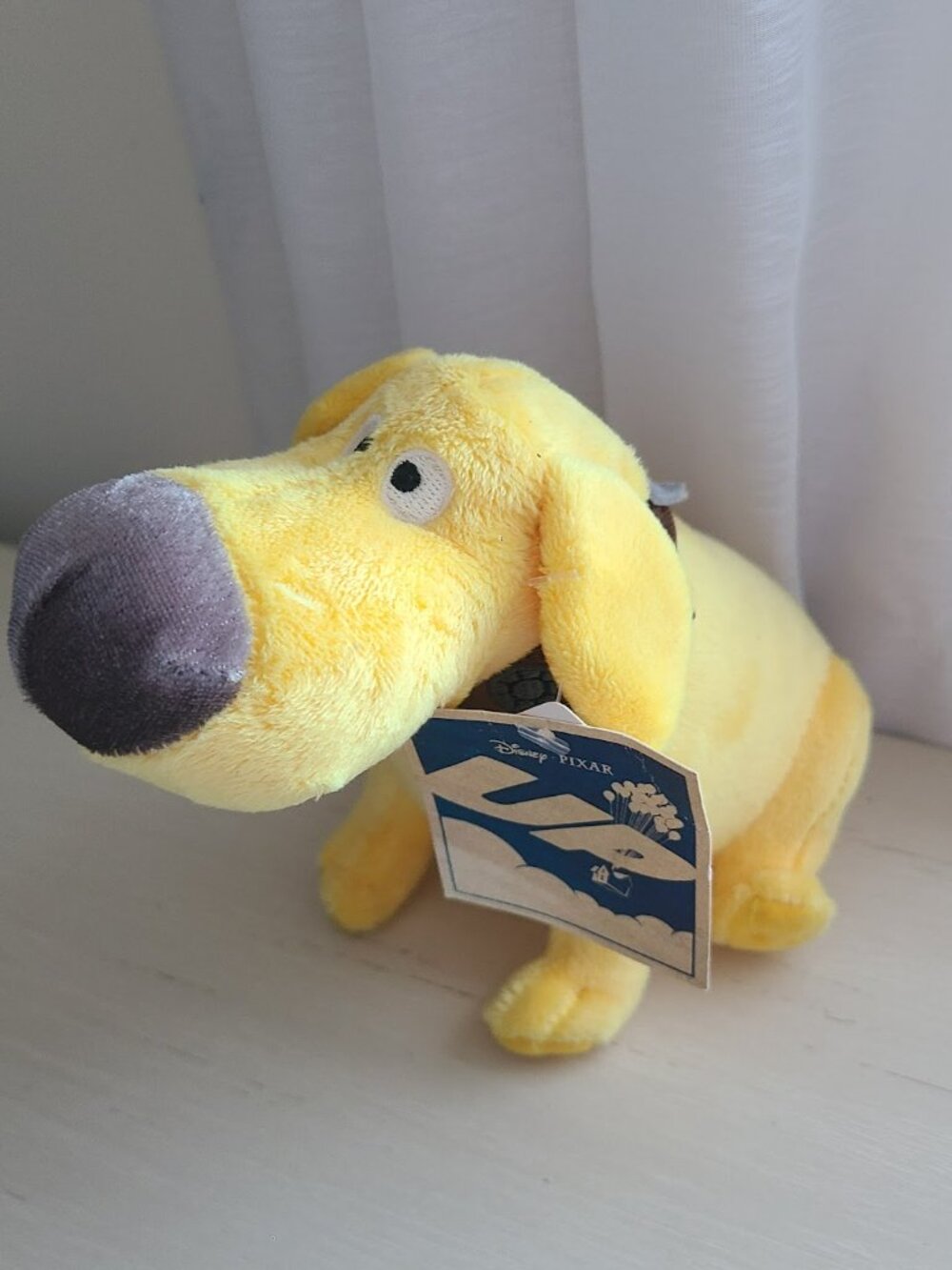 Disney Pixar Up Dug Yellow Plush Dog With Collar & Tongue Out 8" Small - Picture 4 of 8